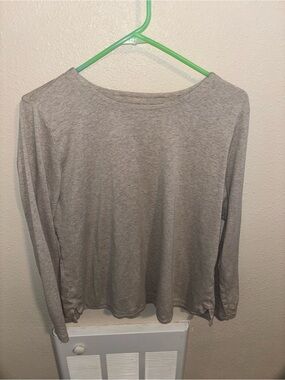 J. Jill Light Gray Long Sleeve Boatneck Top